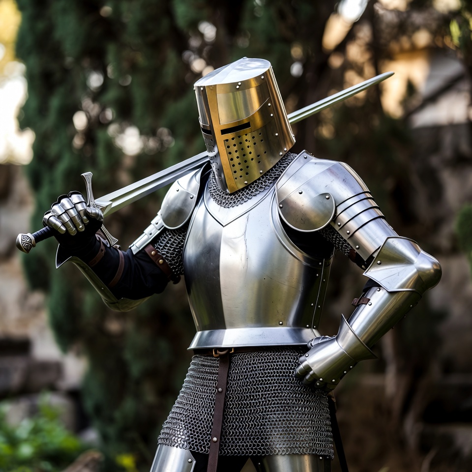 Medieval knight holding sword Medieval knight holding sword