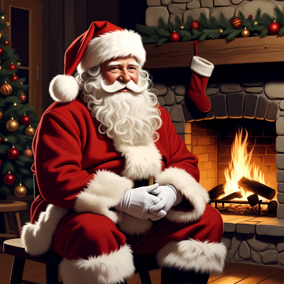 Santa Claus by Fireplace Santa Claus by Fireplace