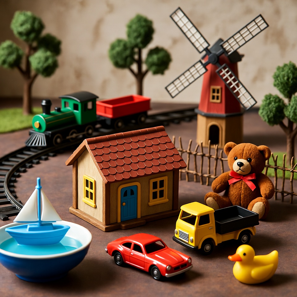 Children's Toy Village with Train Children's Toy Village with Train