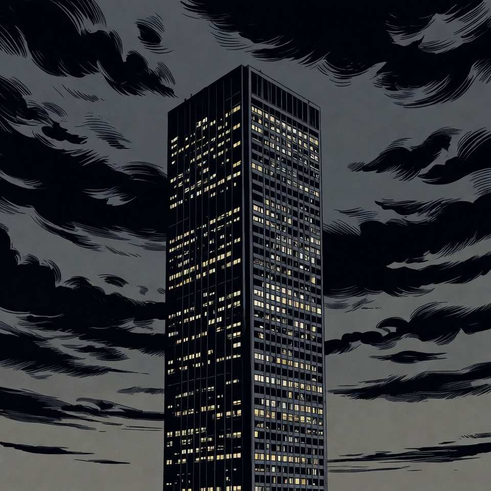 Tall Skyscraper with Lit Windows Tall Skyscraper with Lit Windows