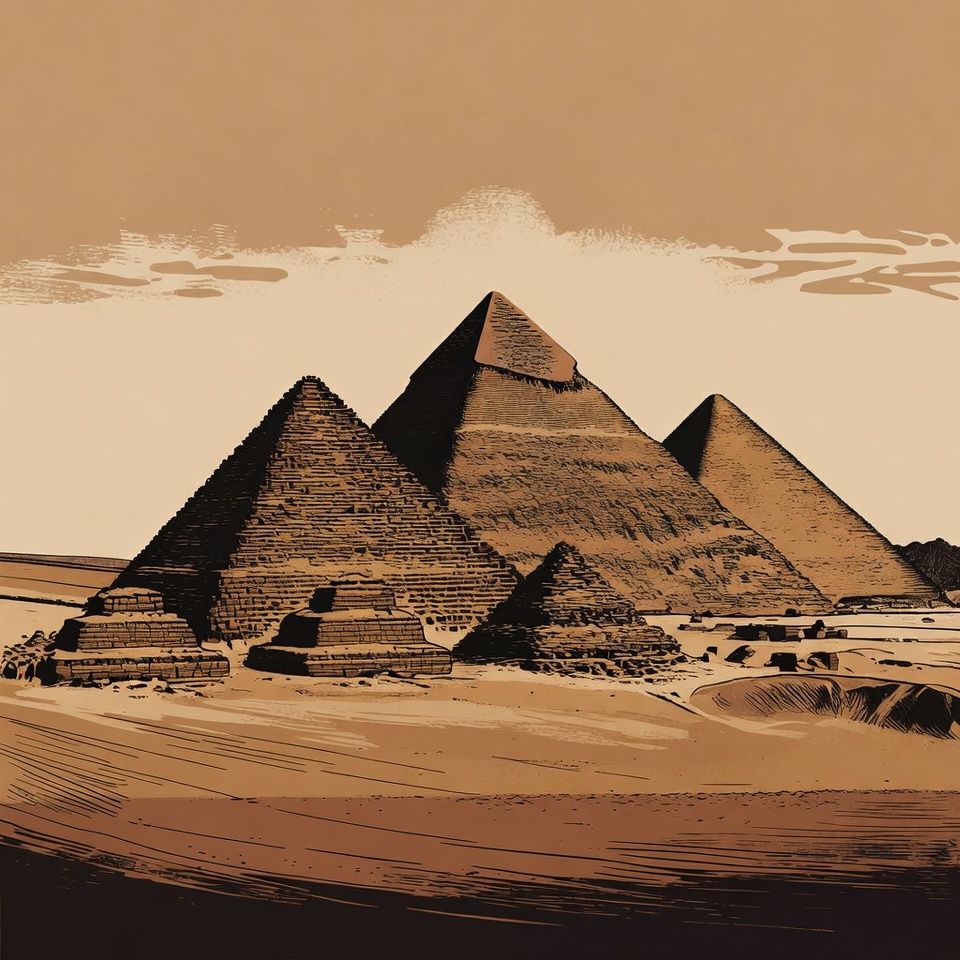 Giza Pyramids Illustration Giza Pyramids Illustration