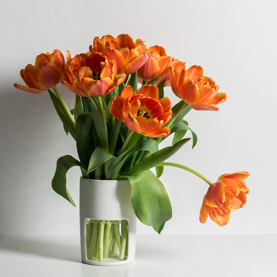 Orange Tulips in White Vase Orange Tulips in White Vase