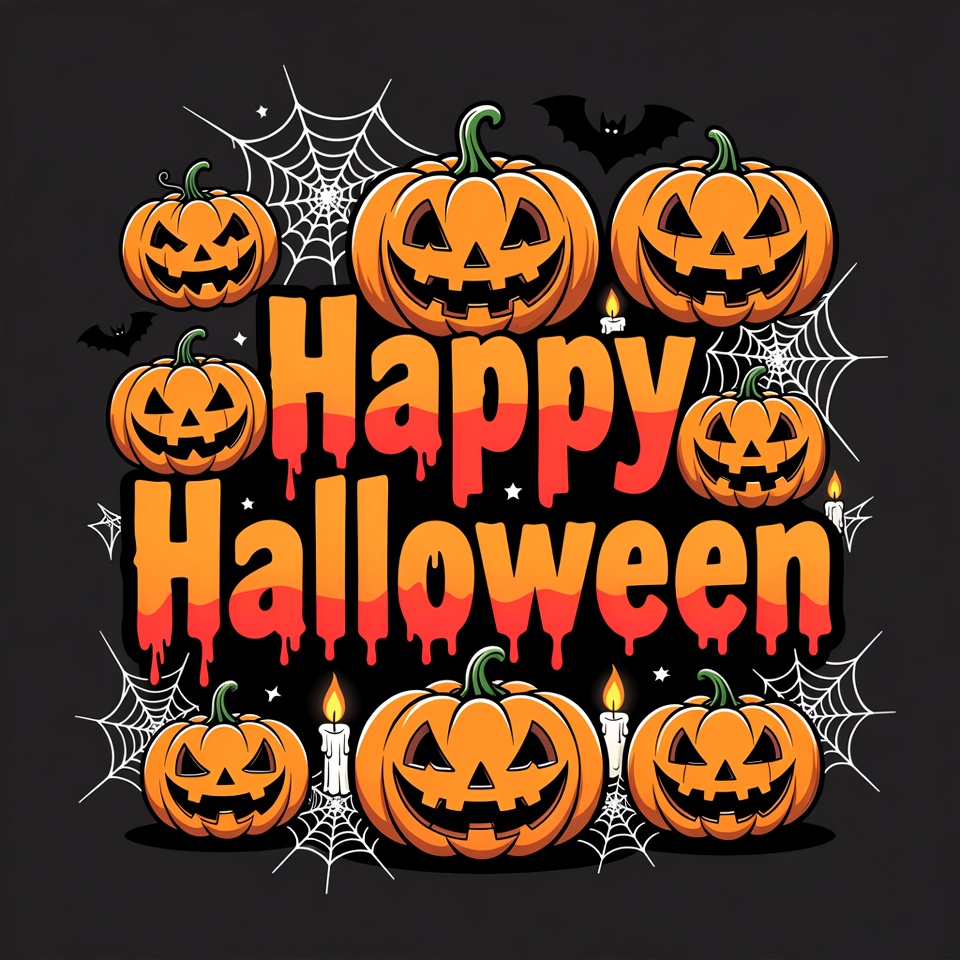 Happy Halloween Pumpkins Illustration Happy Halloween Pumpkins Illustration