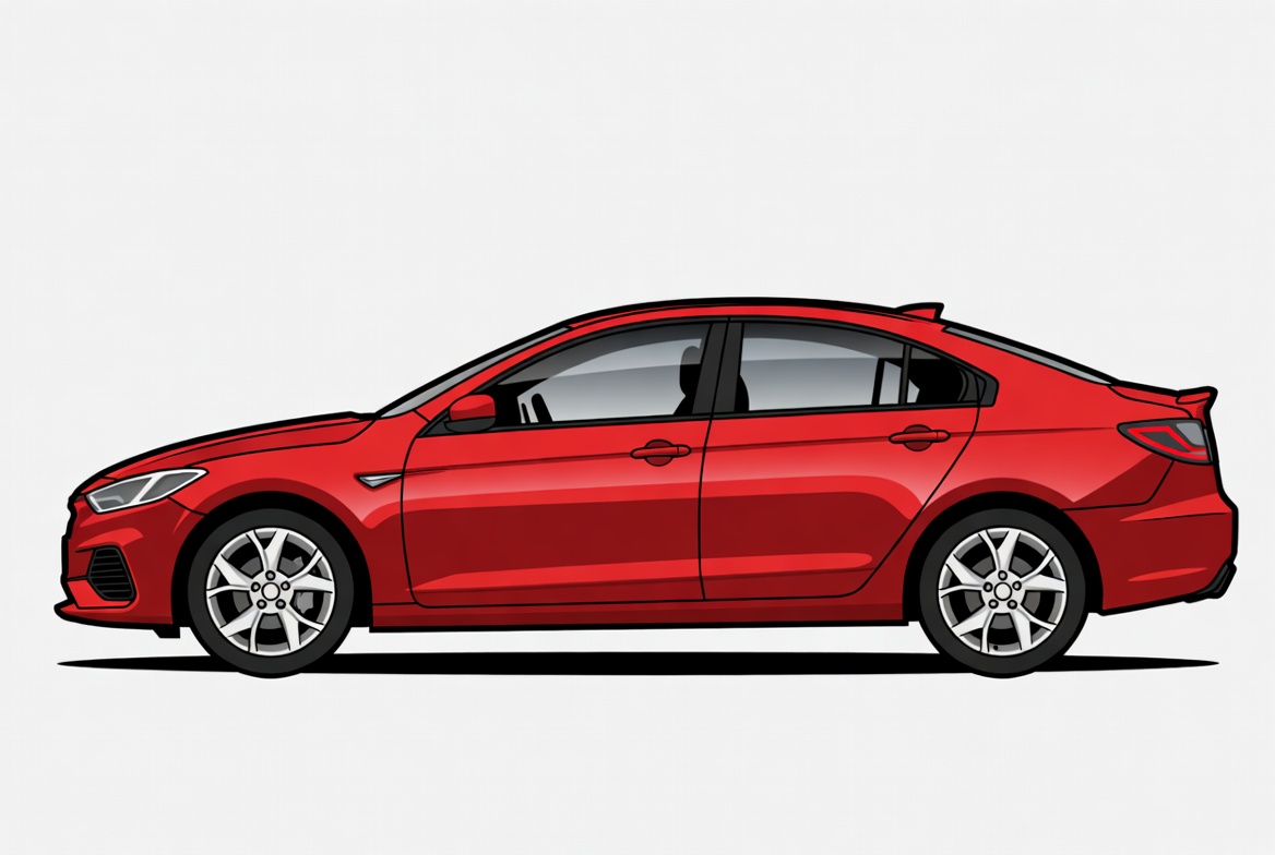 Red Sedan Side View Illustration Red Sedan Side View Illustration