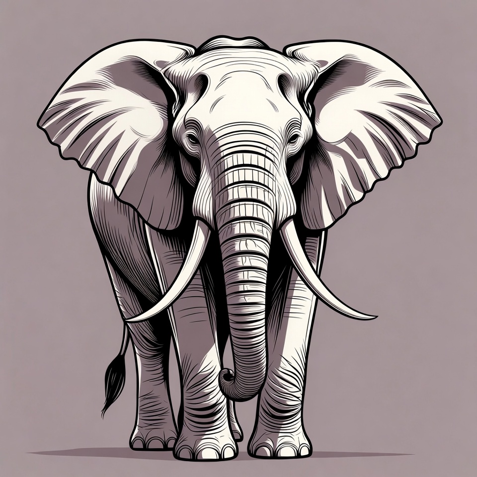 Elephant illustration on gray background Elephant illustration on gray background