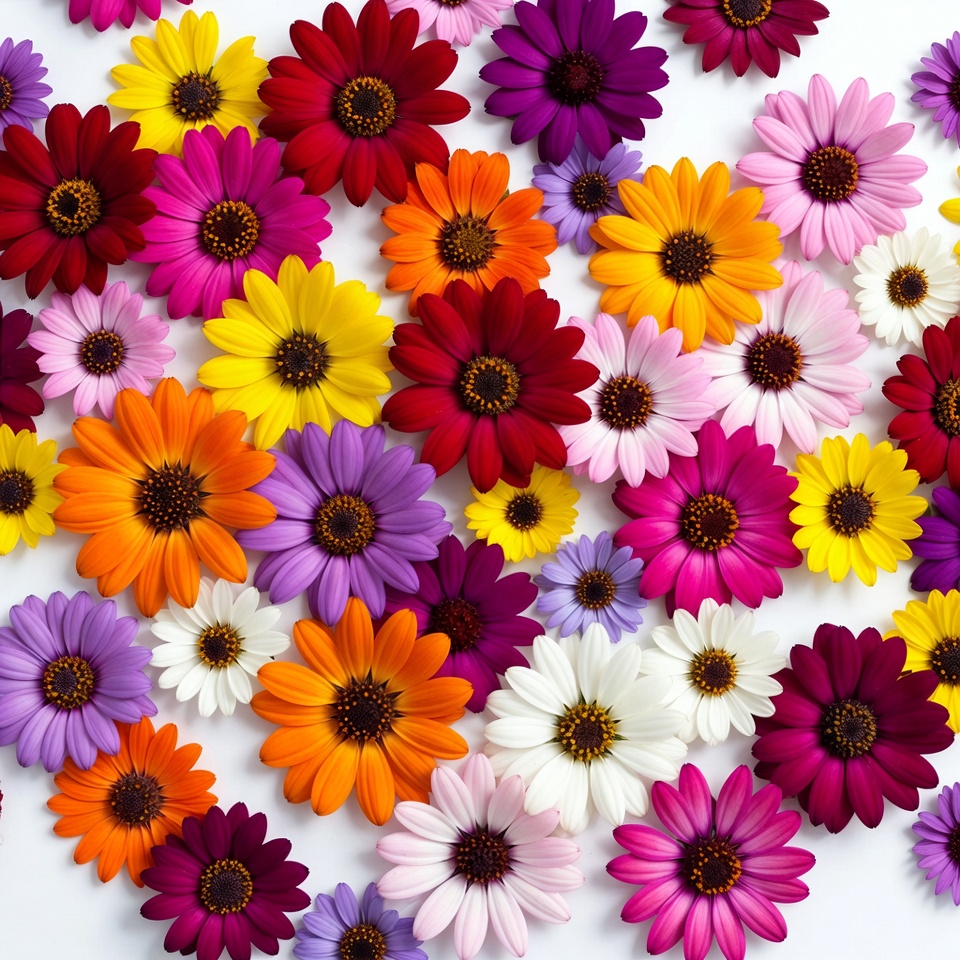Colorful Gerber Daisies on White Background Colorful Gerber Daisies on White Background