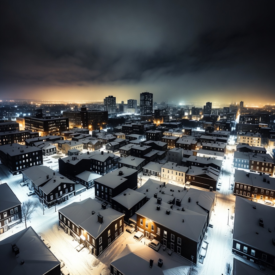 Snowy Cityscape at Night Snowy Cityscape at Night