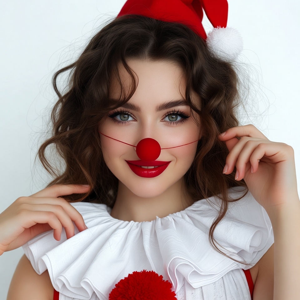 Woman in red Santa clown costume Woman in red Santa clown costume