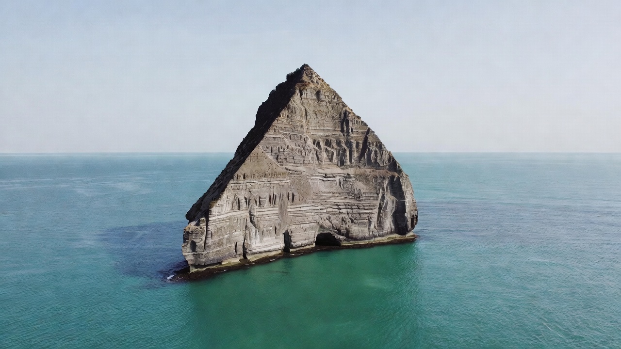 Triangular Rock Formation in Turquoise Sea Triangular Rock Formation in Turquoise Sea