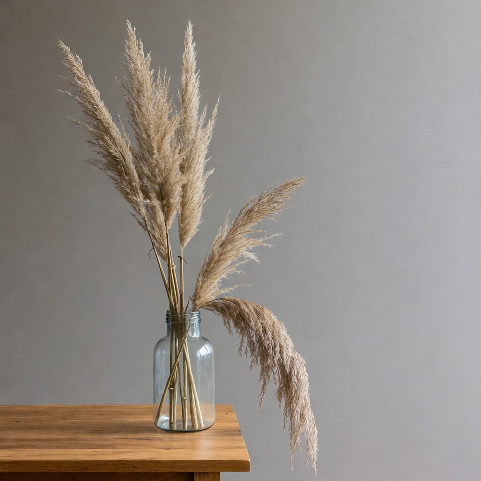 Pampas Grass in Glass Vase Pampas Grass in Glass Vase