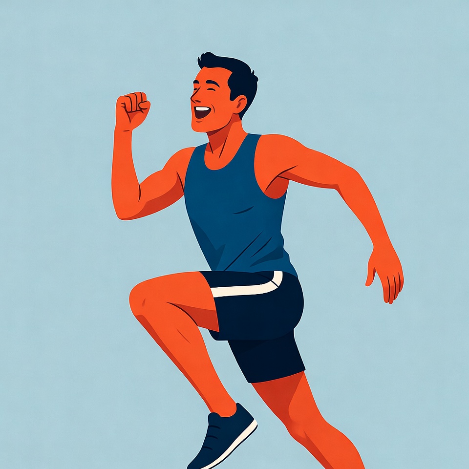 Man running with raised fist Man running with raised fist