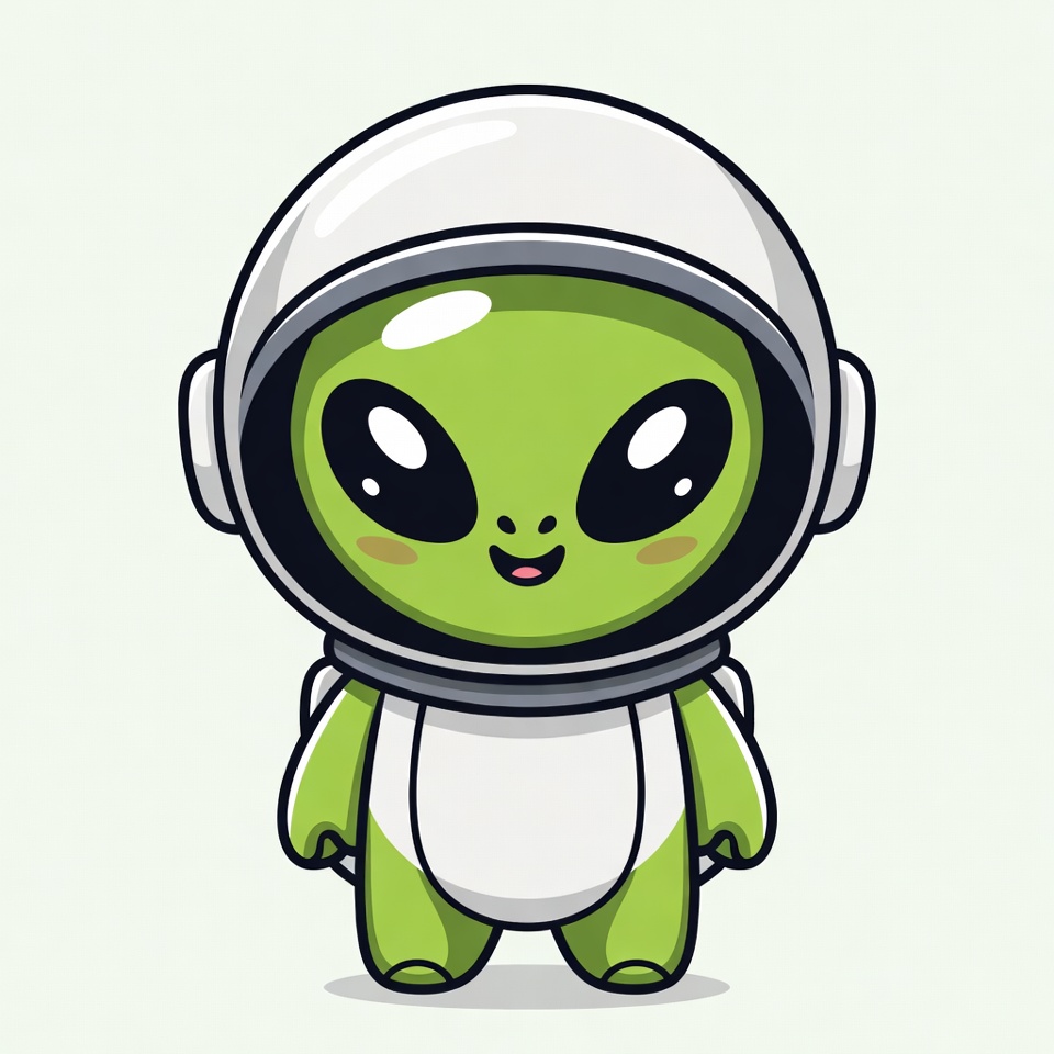 Cute green alien astronaut illustration Cute green alien astronaut illustration