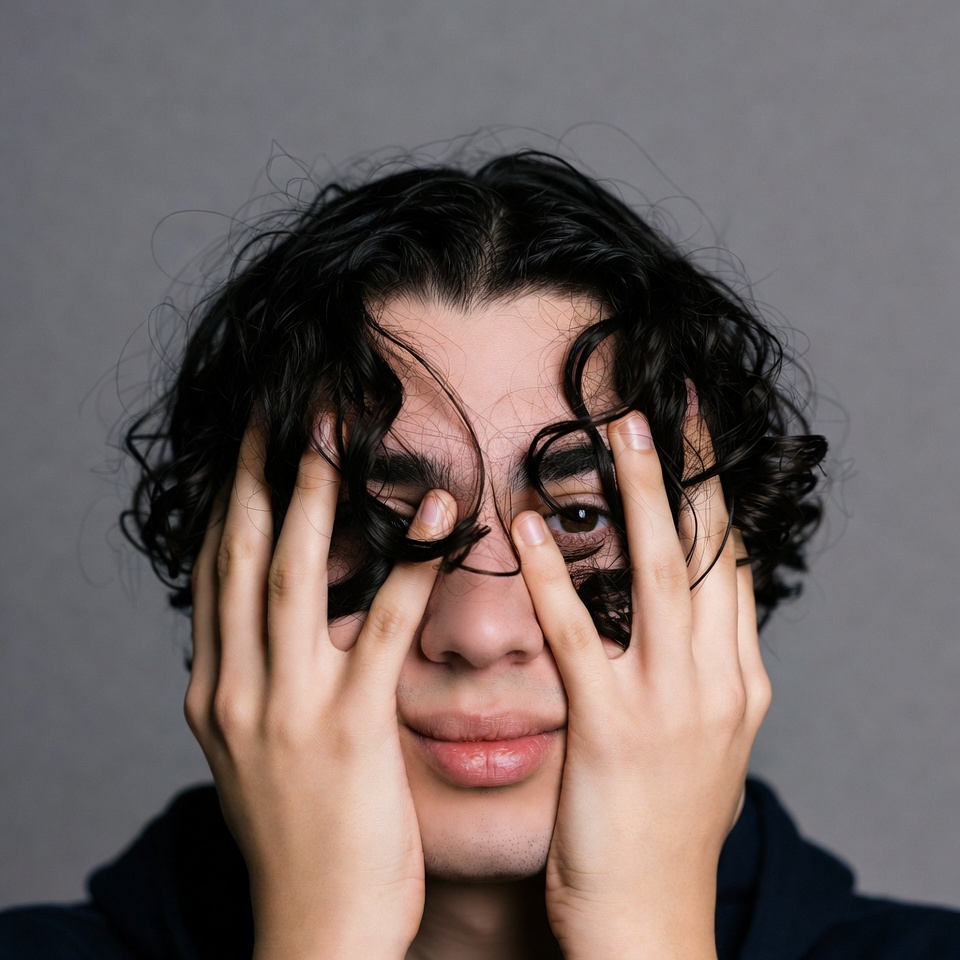 Man covering eyes with hands Man covering eyes with hands