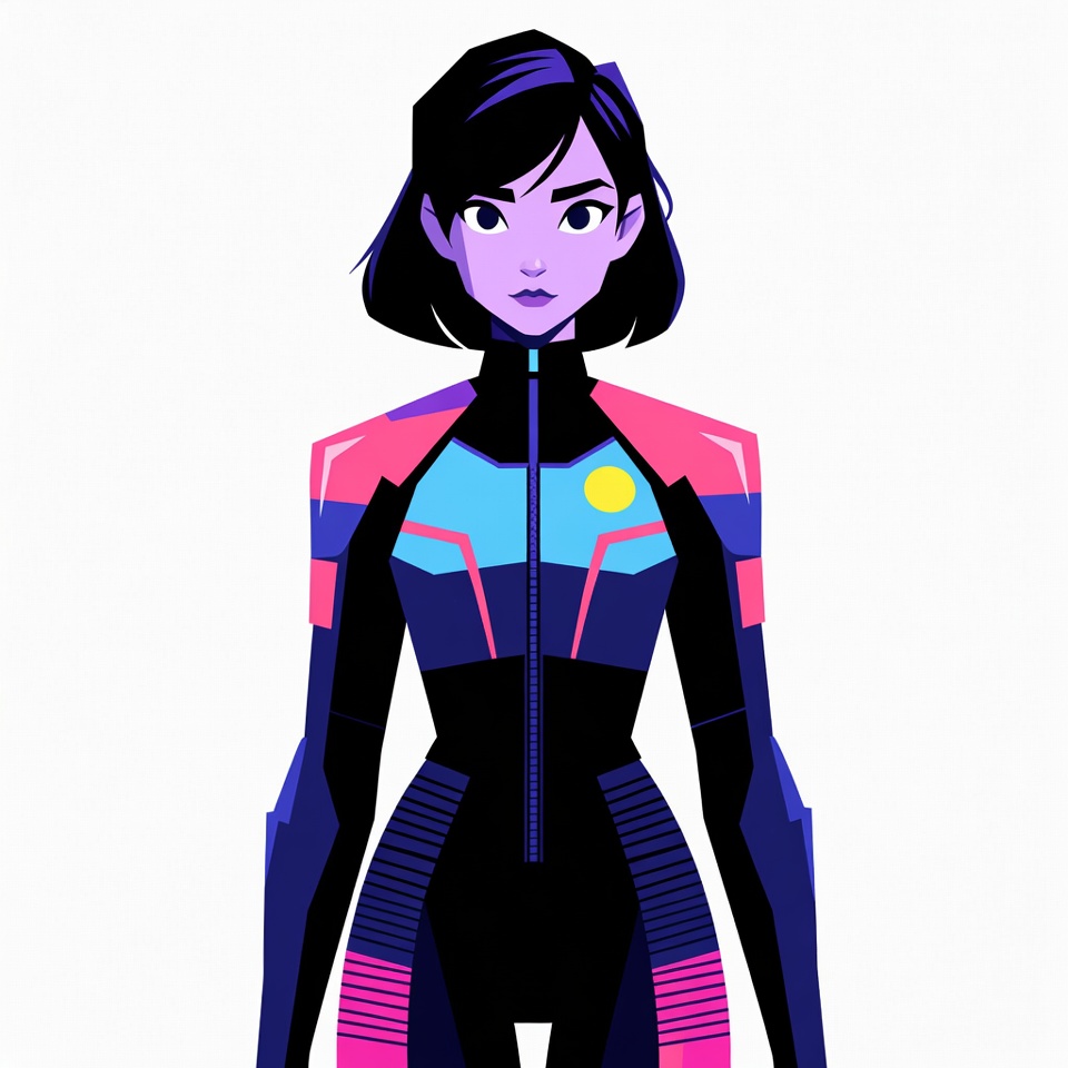 Asian woman in futuristic suit Asian woman in futuristic suit