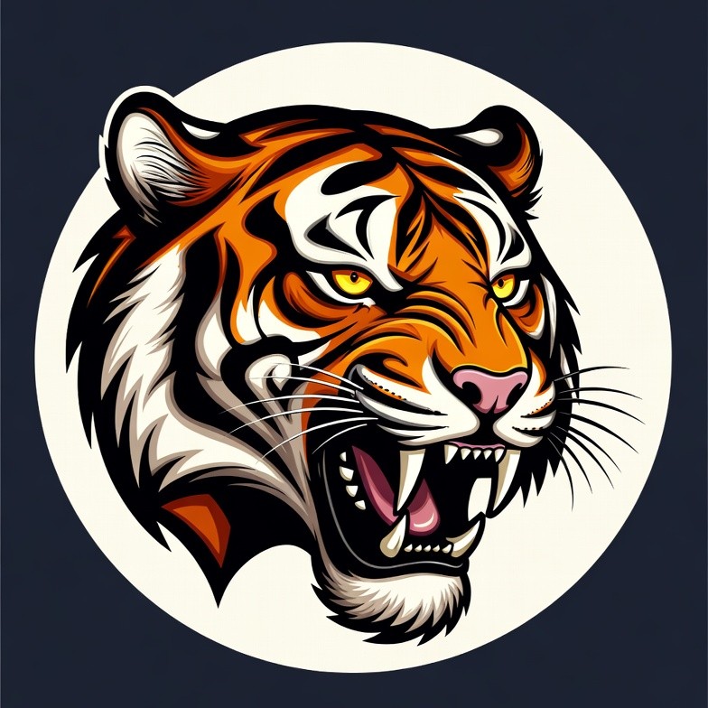 Roaring Tiger Head Illustration Roaring Tiger Head Illustration