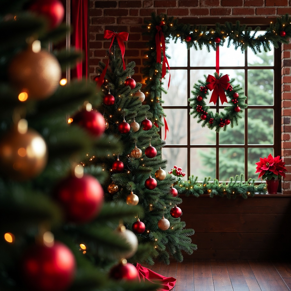Christmas Trees by Brick Window Christmas Trees by Brick Window