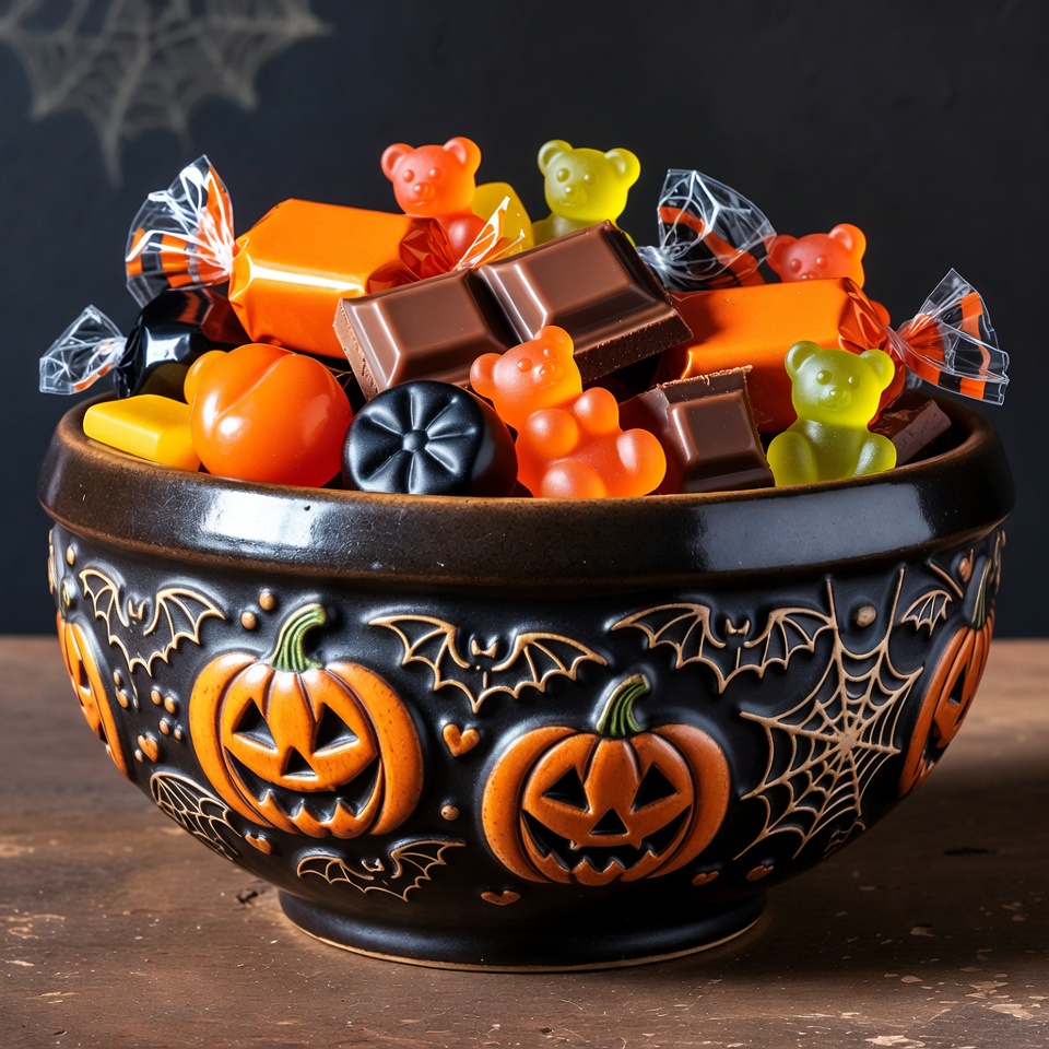 Halloween Candy Bowl with Gummy Bears Halloween Candy Bowl with Gummy Bears