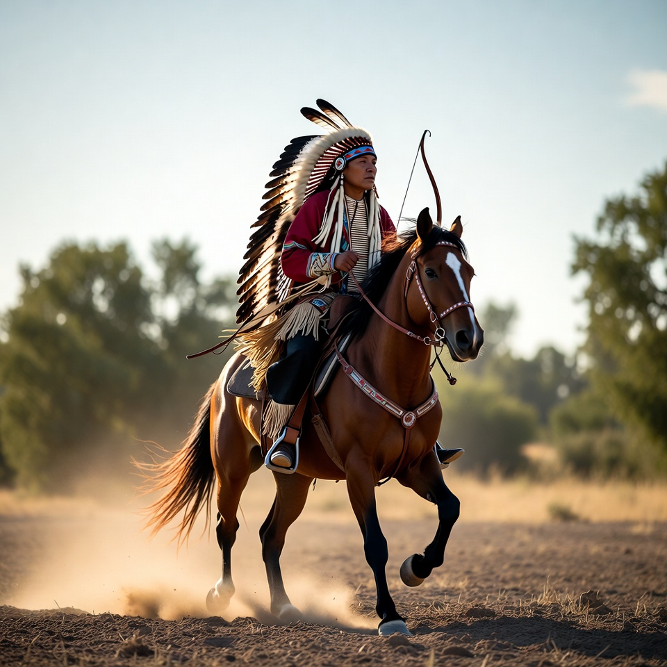 Native American man riding horse Native American man riding horse