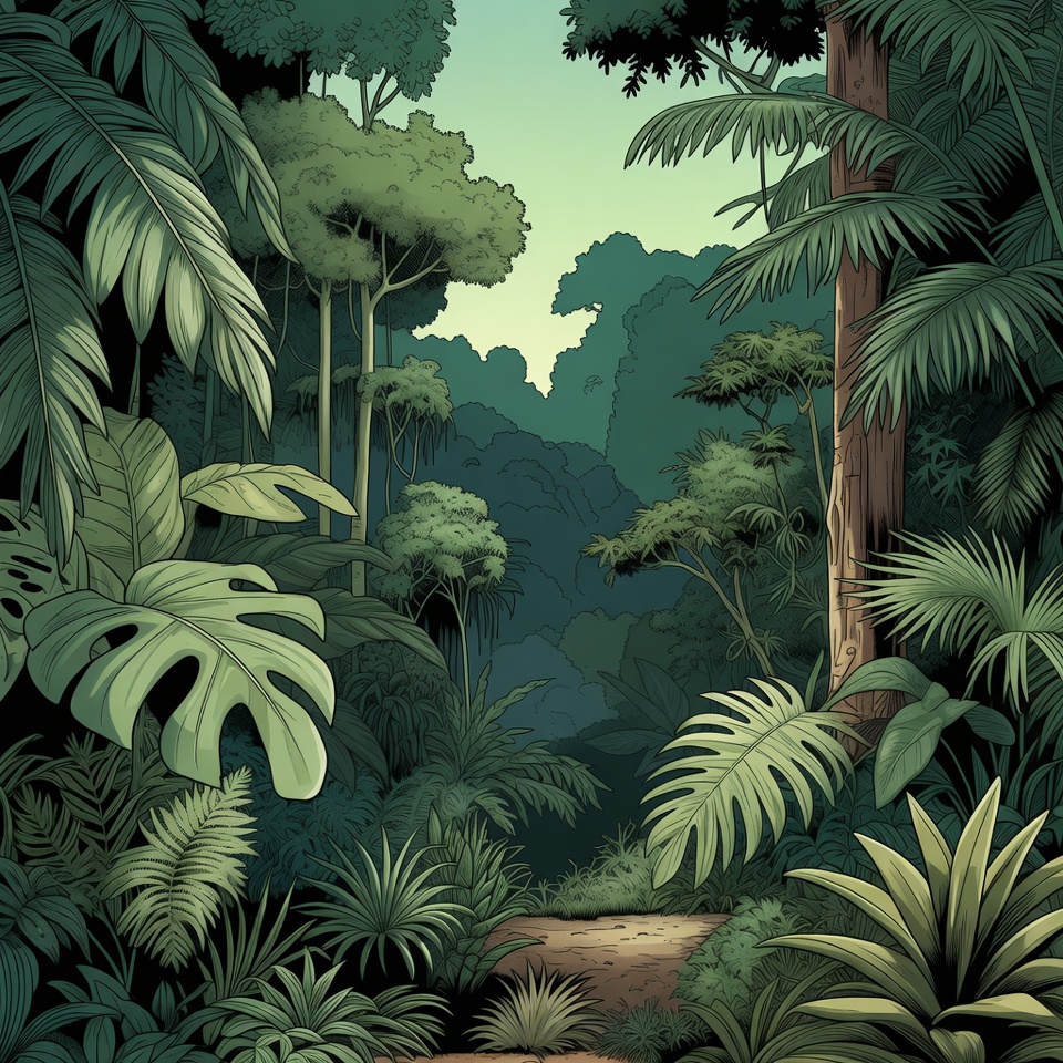 Lush Jungle Path Illustration Lush Jungle Path Illustration