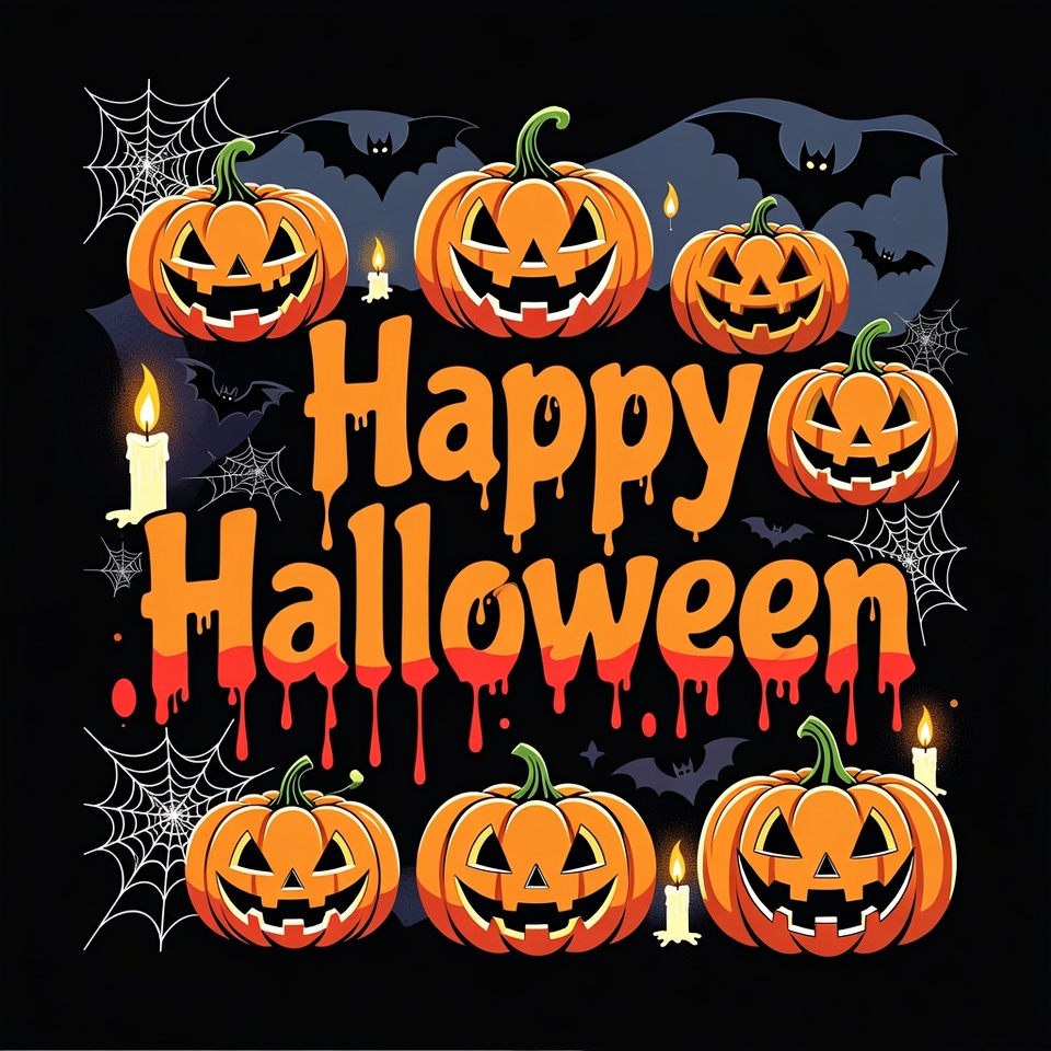 Happy Halloween Pumpkins Illustration Happy Halloween Pumpkins Illustration