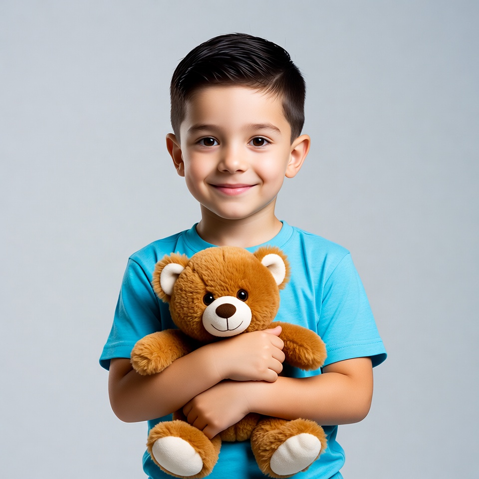 Boy hugging teddy bear Boy hugging teddy bear