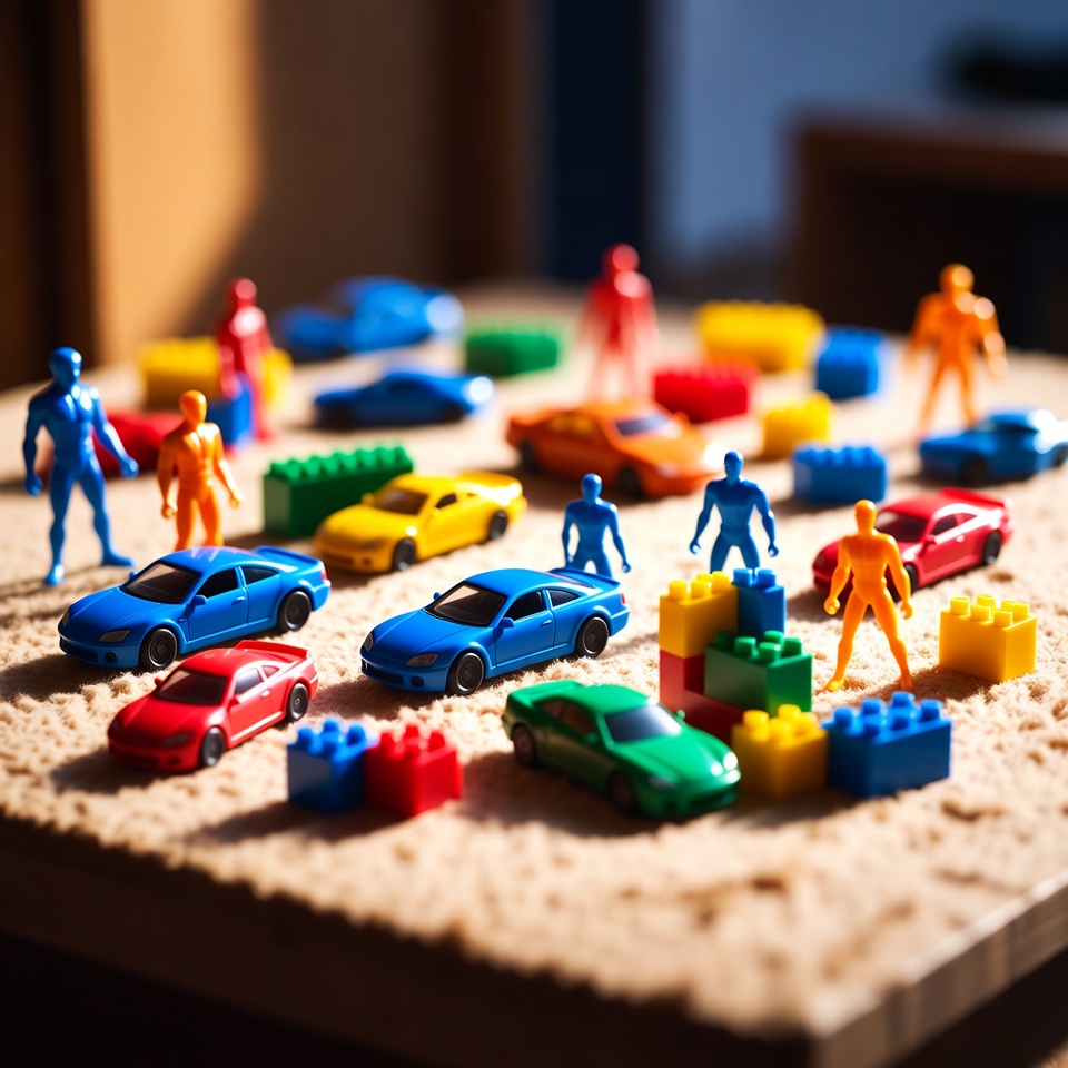 Toy cars and figures with Lego blocks Toy cars and figures with Lego blocks