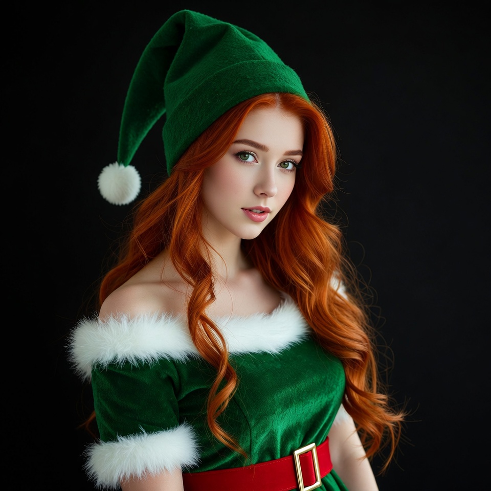 Redhead woman in elf costume Redhead woman in elf costume