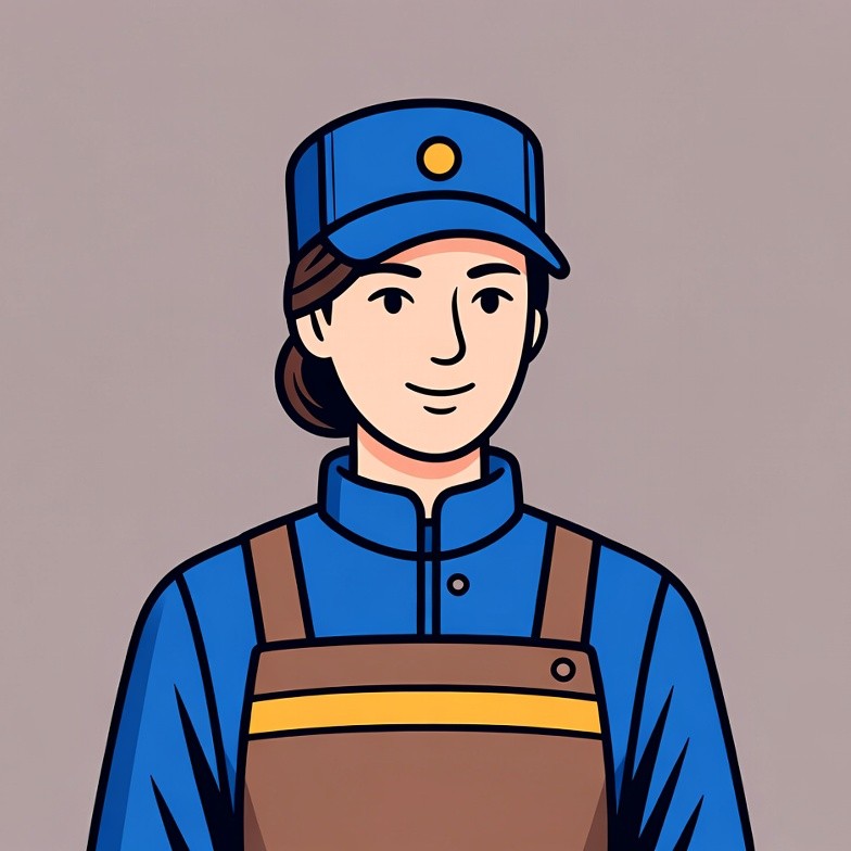 Woman in blue uniform and cap Woman in blue uniform and cap