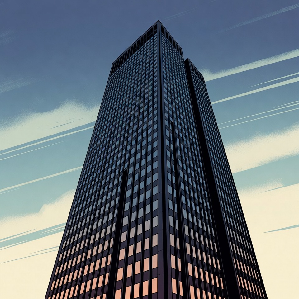 Tall Skyscraper Against Blue Sky Tall Skyscraper Against Blue Sky