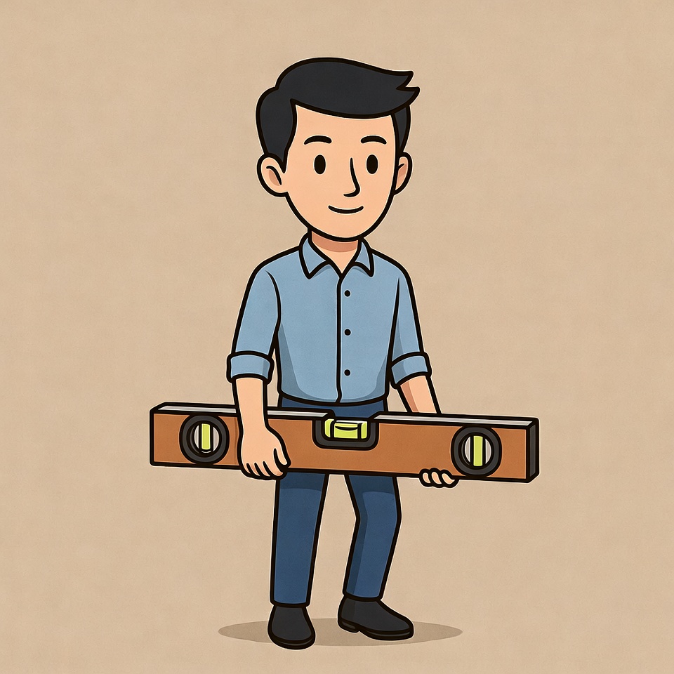 Man holding level tool Man holding level tool