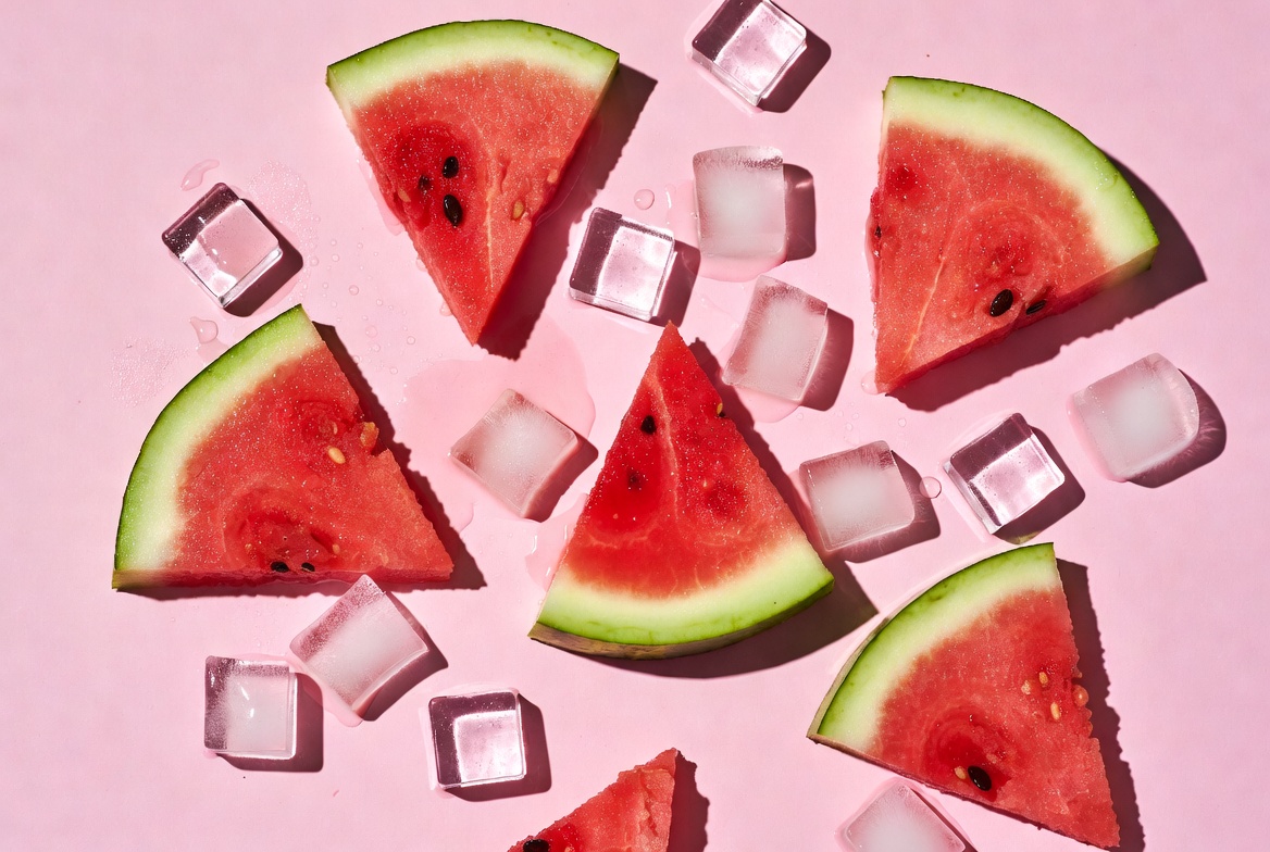 Watermelon Slices with Ice Cubes Watermelon Slices with Ice Cubes