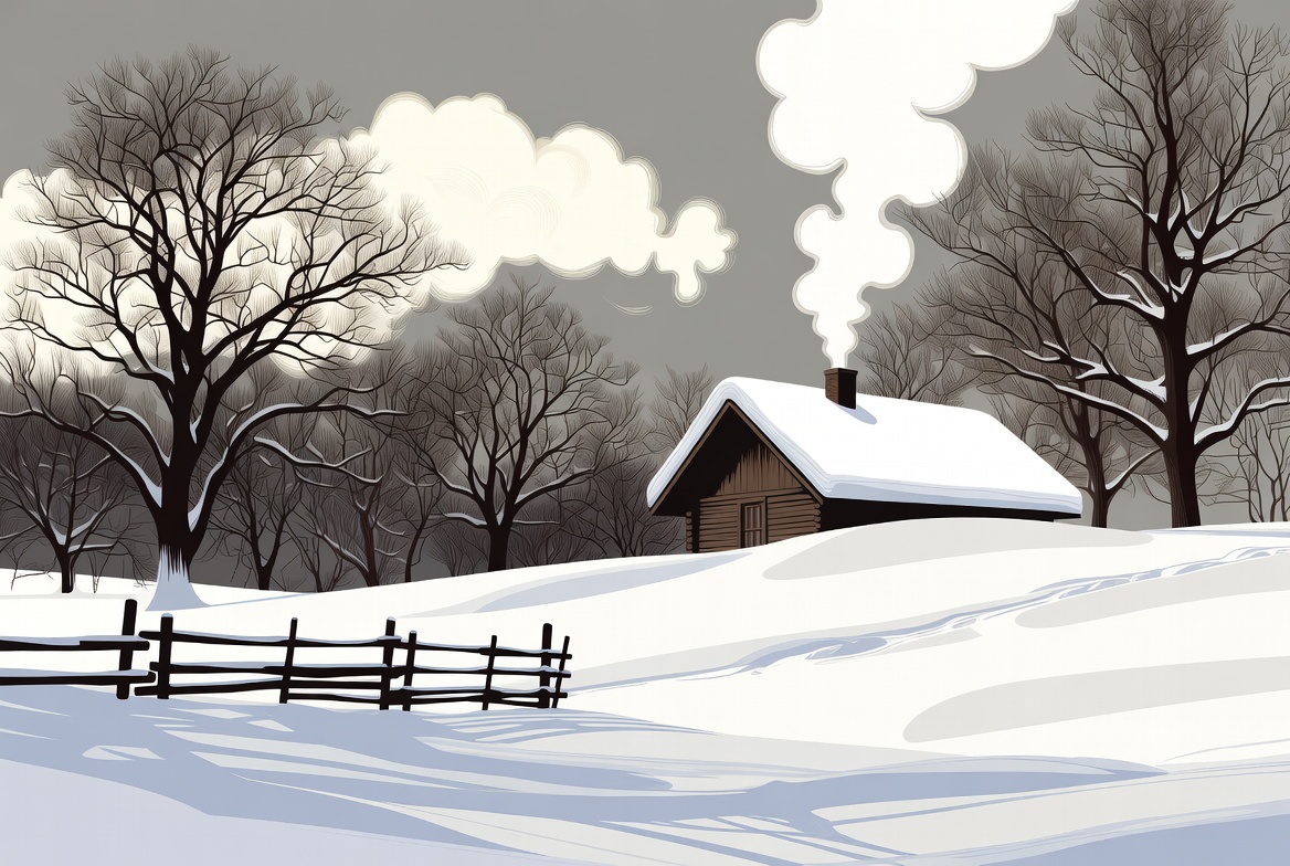 Snowy Cabin with Smoky Chimney Snowy Cabin with Smoky Chimney