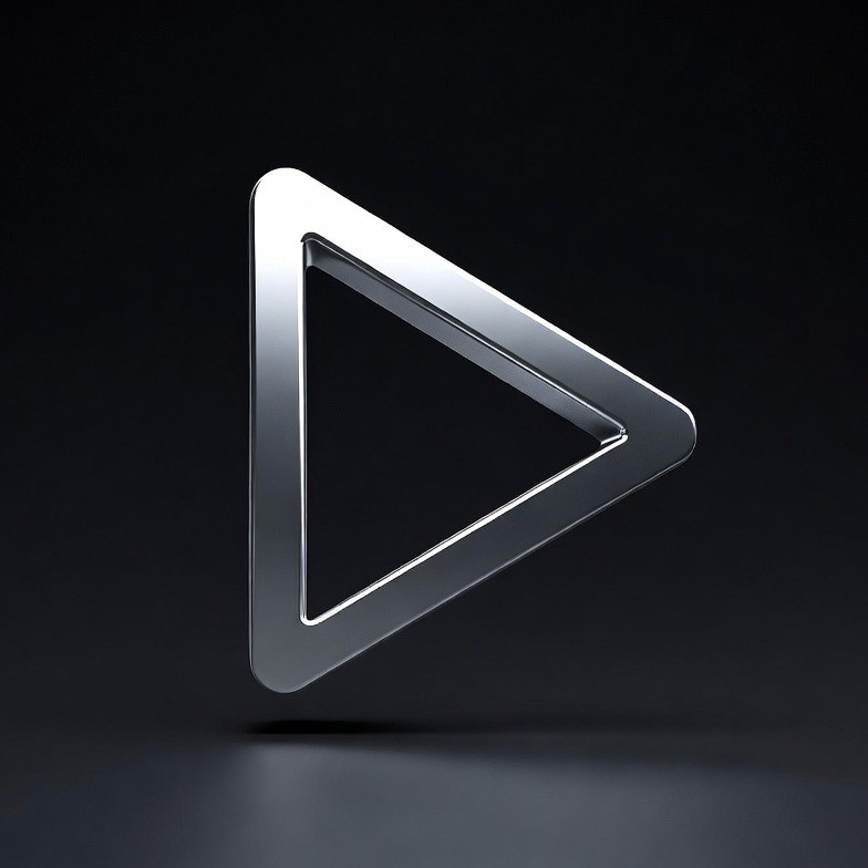 Shiny Silver Play Button Icon Shiny Silver Play Button Icon