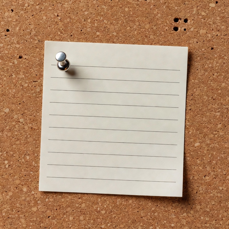 Blank Note Pinned to Corkboard Blank Note Pinned to Corkboard