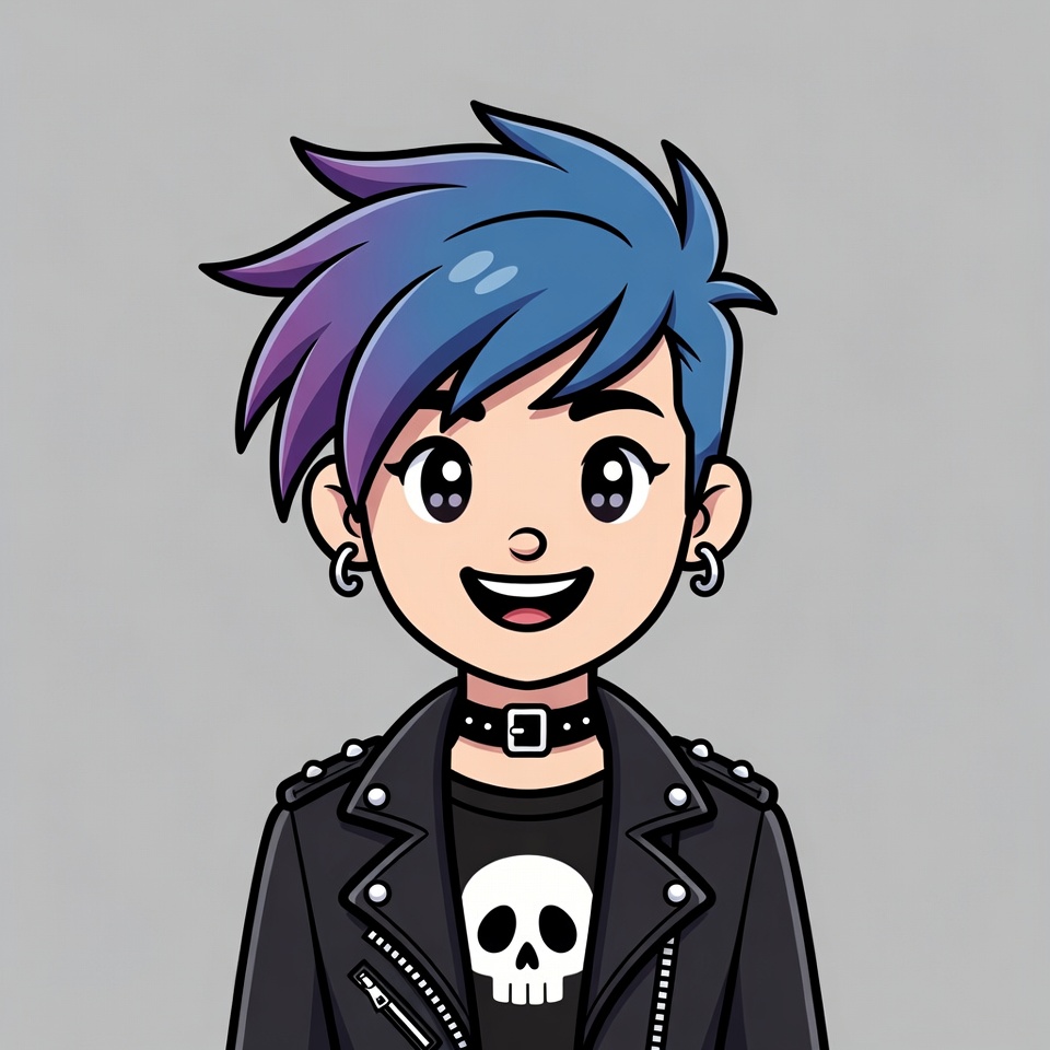 Anime girl with blue punk hair Anime girl with blue punk hair