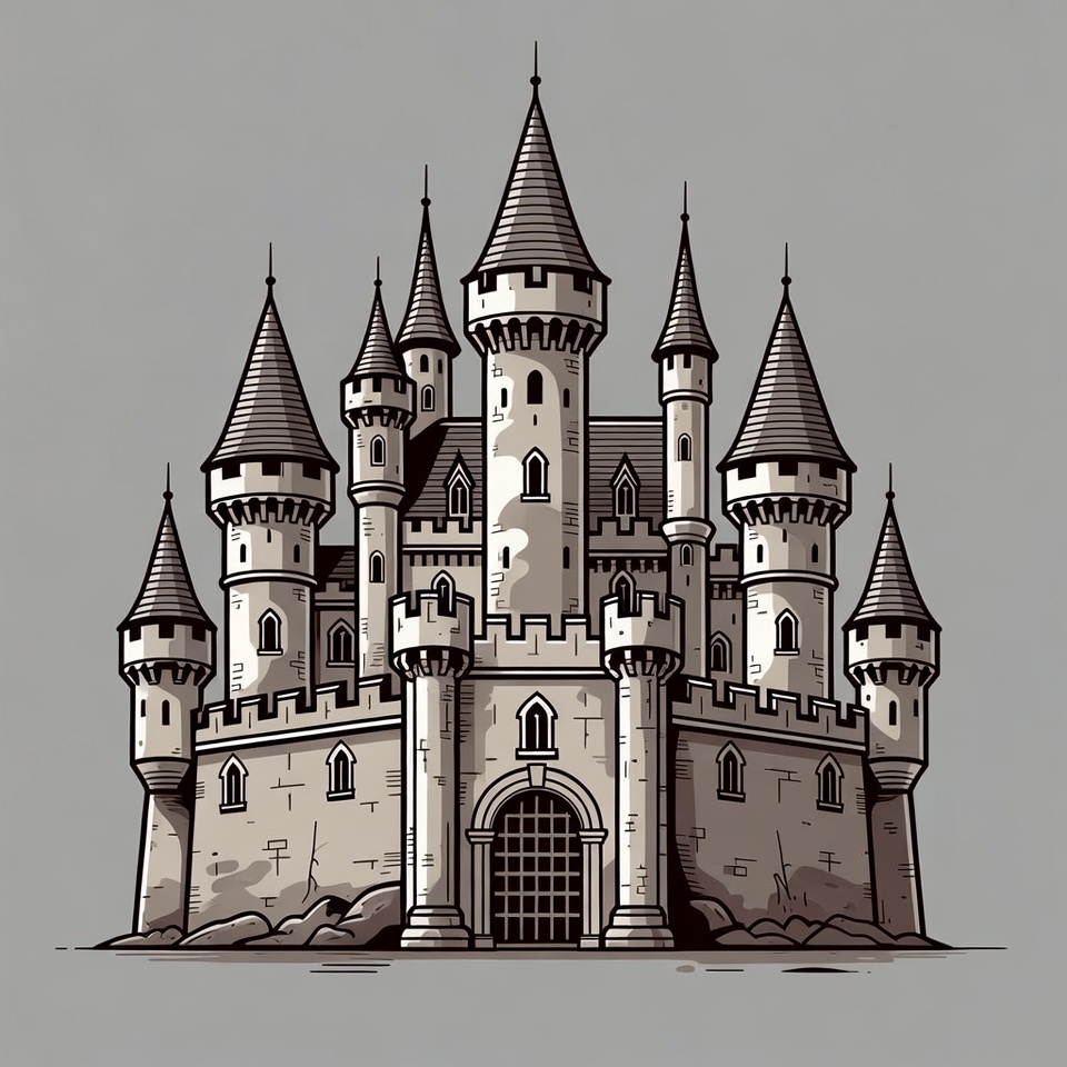 Majestic Medieval Castle Illustration Majestic Medieval Castle Illustration