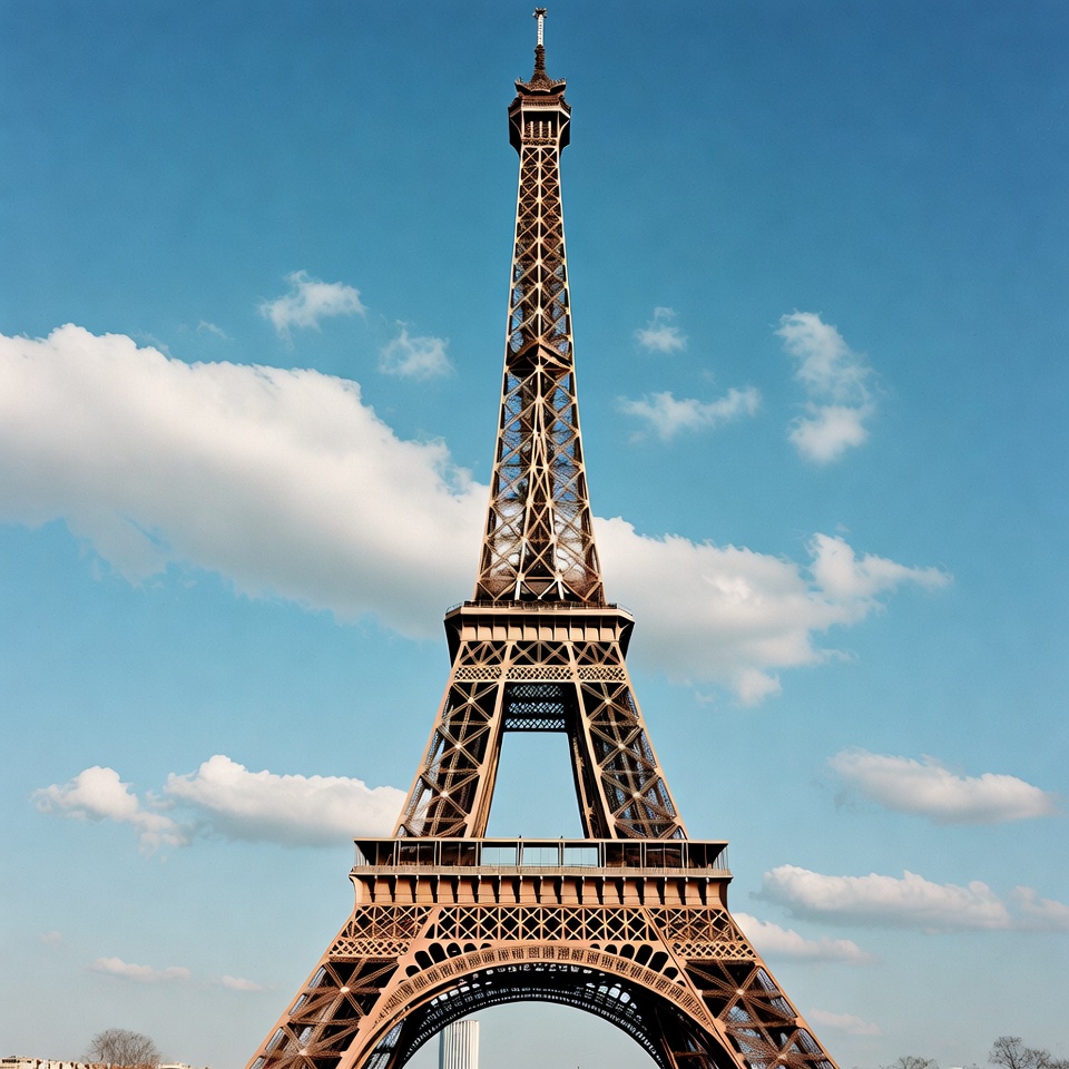 Eiffel Tower against blue sky Eiffel Tower against blue sky