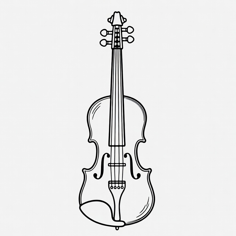 Black line drawing violin Black line drawing violin