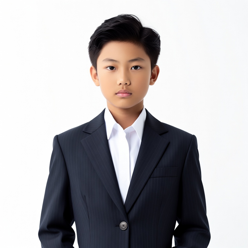 Asian boy in navy suit Asian boy in navy suit
