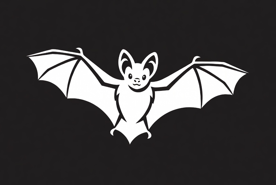 Cute cartoon bat with wings spread Cute cartoon bat with wings spread