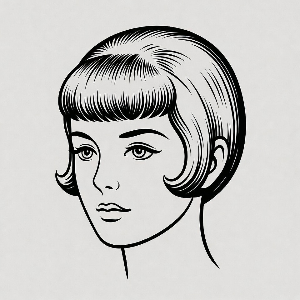 Vintage bob haircut woman illustration Vintage bob haircut woman illustration