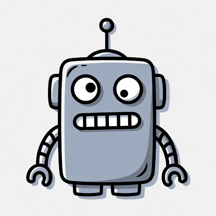 Cartoon Robot with Surprised Expression Cartoon Robot with Surprised Expression