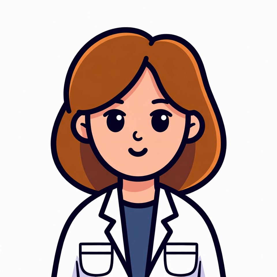 Cartoon woman in white lab coat Cartoon woman in white lab coat