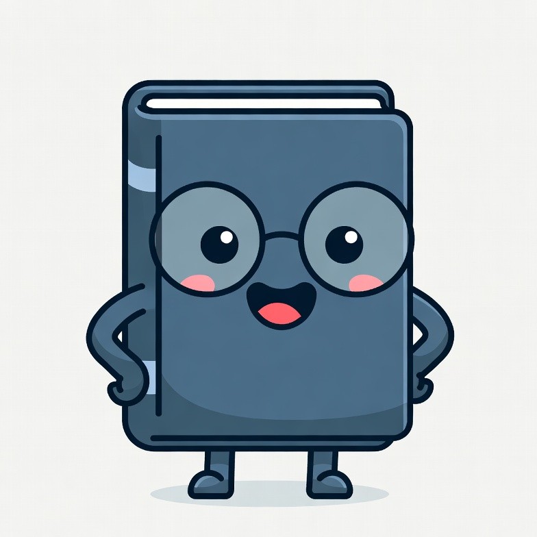Cartoon book with glasses smiling Cartoon book with glasses smiling