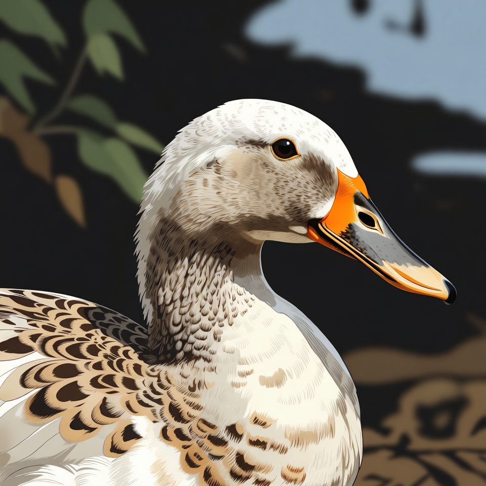 White duck with orange bill White duck with orange bill