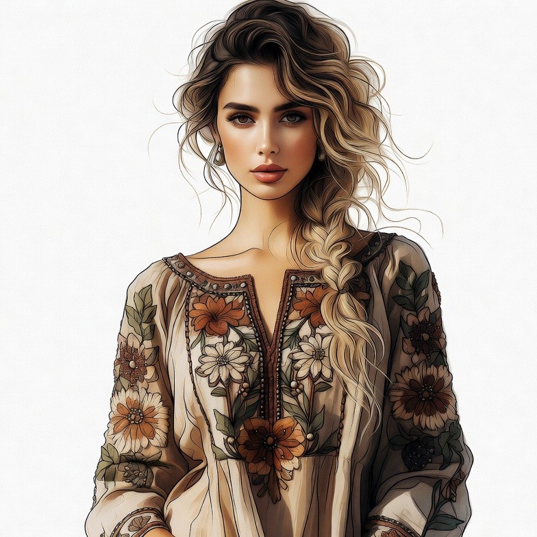 Beautiful woman in embroidered blouse Beautiful woman in embroidered blouse