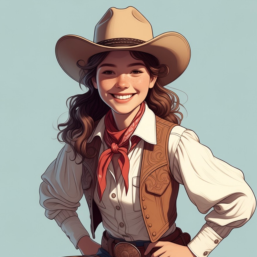 Cowgirl smiling with cowboy hat Cowgirl smiling with cowboy hat