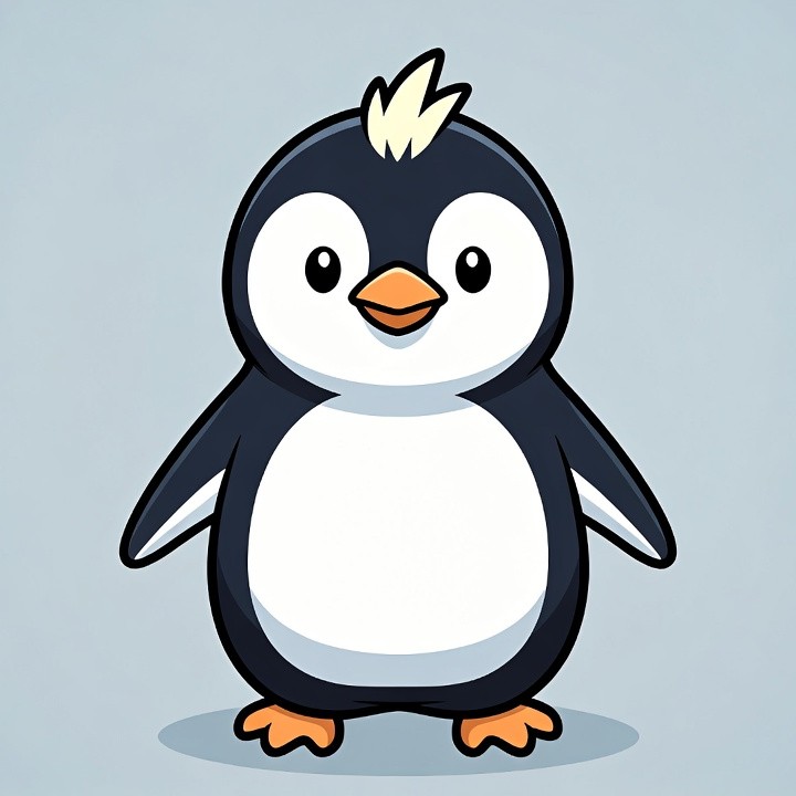 Cute cartoon penguin with white crest Cute cartoon penguin with white crest