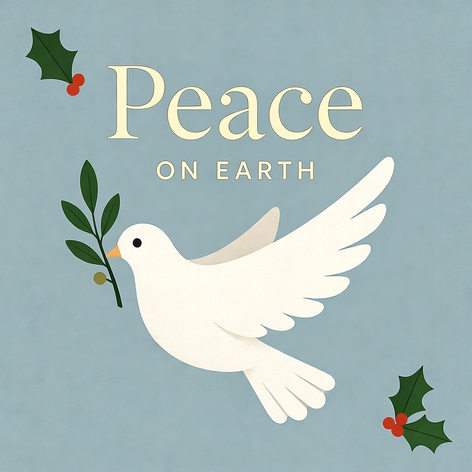 Peace on Earth Dove with Holly Peace on Earth Dove with Holly