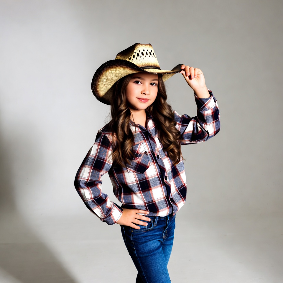 Girl tipping cowboy hat Girl tipping cowboy hat